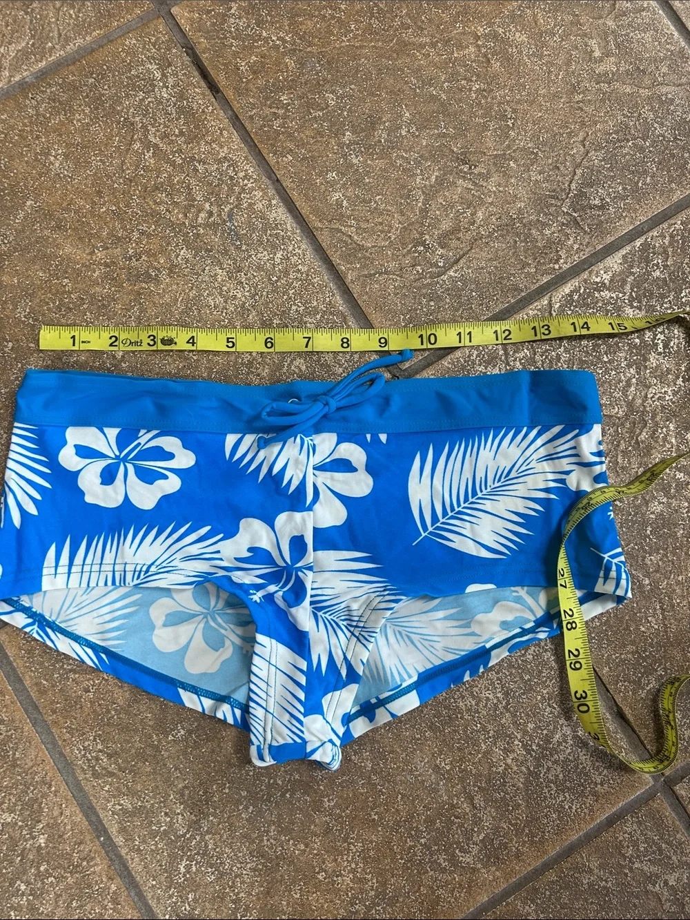 Blue Tropical Print Juniors Two-Piece Swim Set